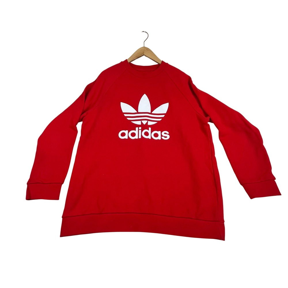 Adidas Originals Trefoil Crewneck Sweatshirt Red White Logo Raglan Mens Large